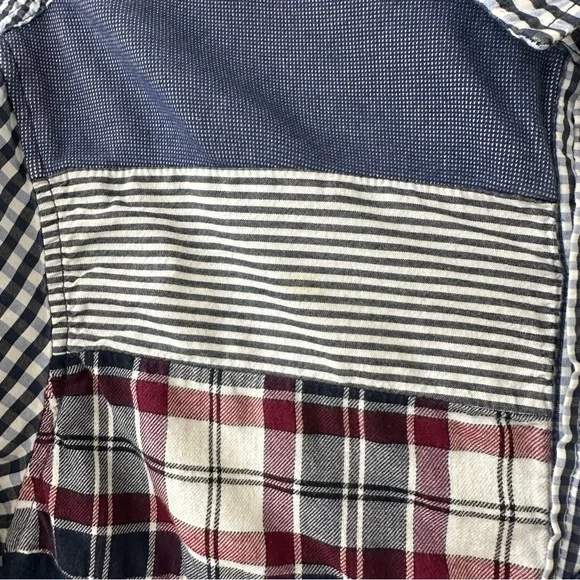 Desigual Men's Multicolor Patchwork Striped Gingham Button Down Shirt, Size M - Picture 7 of 10
